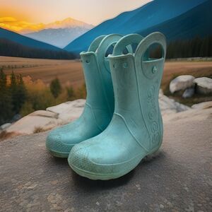 Kids Crocs Rain Boots Size J 2 Childrens Unisex Sky Blue Rainboots